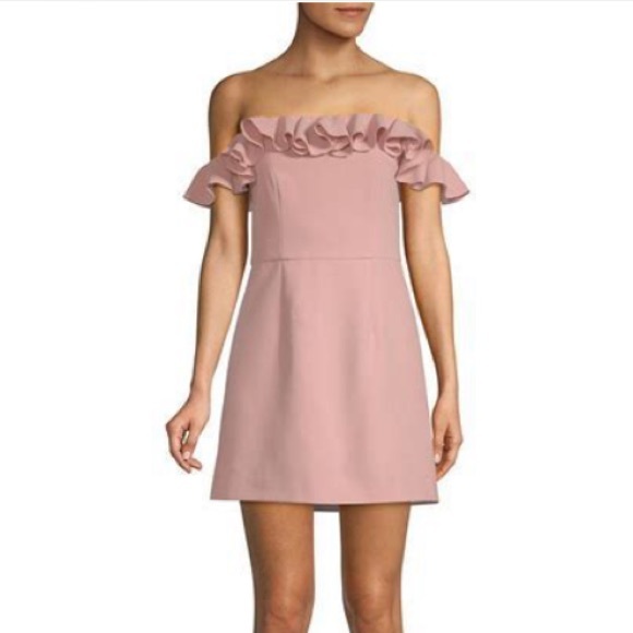 French Connection Lavender Periwinkle Ruffle Off-the-Shoulder Dress Size 4 - Picture 3 of 8